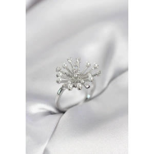 Mey İthalat® Gümüş Renk Karahindiba Model Zirkon Taşlı Kadın Yüzük