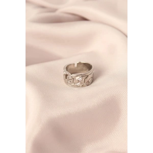 Mey İthalat® Gümüş Renk Metal Taşlı Model Ayarlanabilir Kadın Yüzük