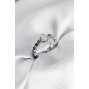 Mey İthalat® Gümüş Renk Mineli Su Kabağı Model Kadın Yüzük