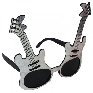Mey İthalat® Gümüş Renk Rockn Roll Gitar Şekilli Parti Gözlüğü 15x15 cm