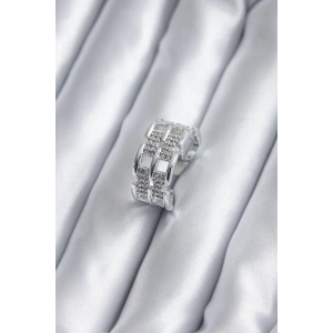 Mey İthalat® Gümüş Renk Zirkon Taşlı Kemer Model Kadın Yüzük