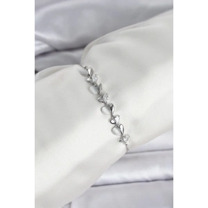 Mey İthalat® Gümüş Renk Zirkon Taşlı Sıralı Damla Model Asansörlü Kadın Bileklik
