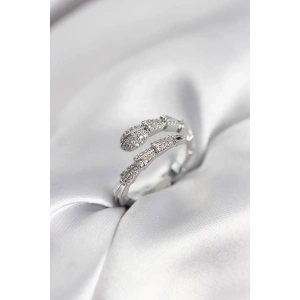 Mey İthalat® Gümüş Renk Zirkon Taşlı Yılan Model Kadın Yüzük