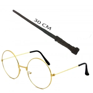 Mey İthalat® Harry Potter Asası 30 cm ve Metal Harry Potter Gözlüğü