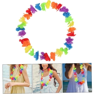 Mey İthalat® Hawaii Çiçekli Boyun Kolyesi - Renkli Tropikal Parti Leisi