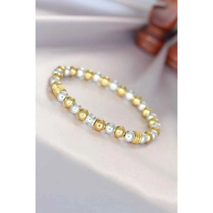 Mey İthalat® Hematit Gümüş Gold Renk Doğal Taş Erkek Bileklik