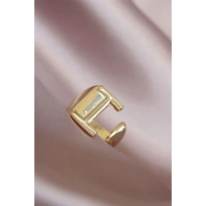 Mey İthalat® I Harfli Altın Renk Ayarlamalı Metal Kadın Yüzük