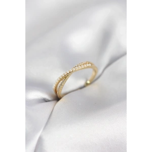 Mey İthalat® İncili ve Zirkon Taşlı Gold Renk Kadın Yüzük