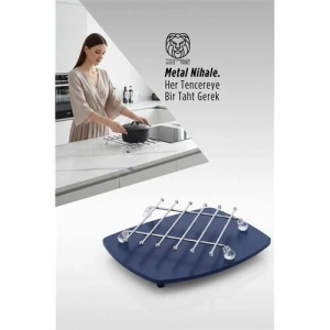 Mey İthalat® Juliette Serisi Krom Kare Metal Nihale - 19 cm Isıya Dayanıklı Lüks Tencere Altlığı