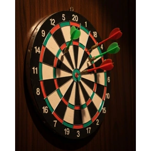 Mey İthalat® Kaliteli Ahşap 15 İnç Dart Tahtası Kolay Montajlı 4 Ok