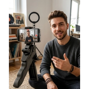 Mey İthalat® Katlanabilir Telefon Standı Mini Tripod Masaüstü Video Çekim Tutucu