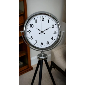 Mey İthalat® Krom Dekoratif Tasarım Tripod Ayaklı Saat