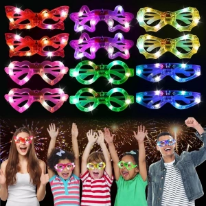 Mey İthalat® Led Işıklı Karışık 6 Model Yanar Söner Parti Gözlüğü 12 Adet