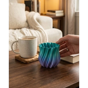 Mey İthalat® Mavi Degrade Kıvrımlı 3D Vazo Minimal Modern Ev Dekoru