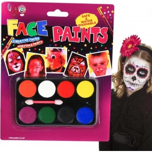 Mey İthalat® Palyaço Yüz Boyama Seti Fırçalı Makyaj Boyama Seti 8 Renk