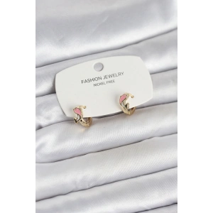 Mey İthalat® Pembe Yunus Balığı Model Gold Renk Pirinç Çocuk Küpe