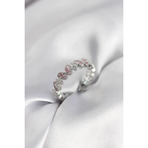 Mey İthalat® Pembe Zirkon Taşlı Kelebek Model Kadın Yüzük