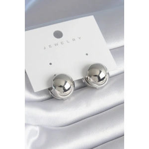 Mey İthalat® Pirinç Gümüş Renk Top Model Kadın Küpe