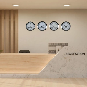 Mey İthalat® Royal Krom 4’lü 36 Cm Metal Dünya Duvar Saatleri