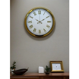 Mey İthalat® Royal White Gold 40 Cm Metal Duvar Saati