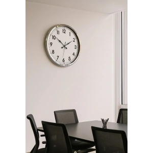 Mey İthalat® Sade Ve Şık Krom 52 Cm Metal Dekoratif Duvar Saati