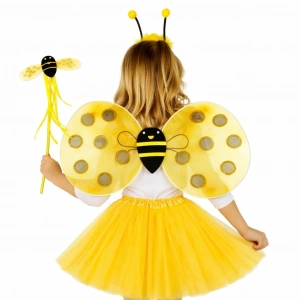 Mey İthalat® Sarı Renk Arı Kanadı Kostüm Seti (Tütü, Kanat, Taç, Asa)