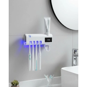 Mey İthalat® Sensörlü UV Sterilize Diş Fırçası Tutucu ve Macun Sıkma Aparatı