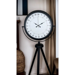 Mey İthalat® Siyah 24 Saat Göstergeli Özel Tasarım Tripod Ayaklı Saat