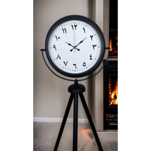 Mey İthalat® Siyah Arap Rakamlı Sıradışı Tasarım Tripod Ayaklı Saat