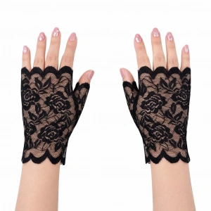 Mey İthalat® Siyah Dantel Parmaksız Kısa Eldiven