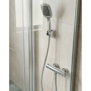Mey İthalat® Siyah Duş Başlığı Seti Spiral Hortumlu El Duşu ve Duvar Askısı Banyo Seti