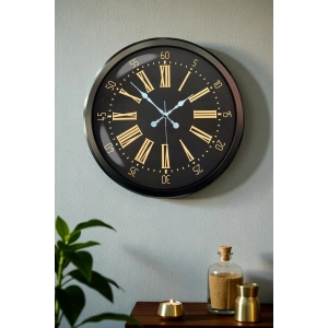 Mey İthalat® Siyah Roma Rakamlı 52 Cm Metal Duvar Saati