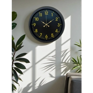 Mey İthalat® Siyah Standart 40 Cm Metal Dekoratif Duvar Saati