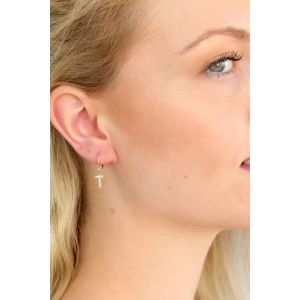 Mey İthalat® T Harf Bayan Küpe