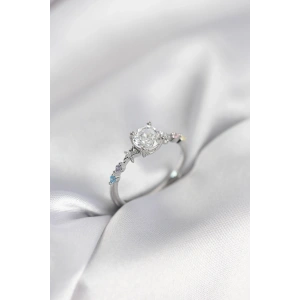 Mey İthalat® Tek Taş Model Zirkon Taşlı Gümüş Renk Kadın Yüzük