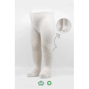 Mey İthalat®   Tekli Ekose Kabartma Penye Külotlu Çorap BS50105 Ekru