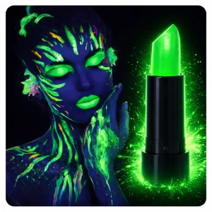 Mey İthalat® UV Neon Yeşil Ruj – Karanlıkta Parlayan Makyaj Boyası