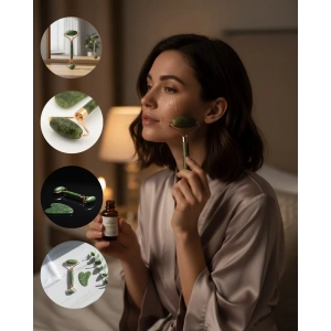 Mey İthalat® Yeşim Taşı Yüz Masaj Seti Şişlik Azaltıcı 2 Parça