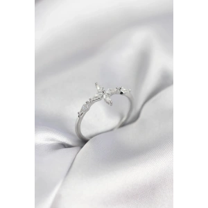 Mey İthalat® Yıldız Model Zirkon Taşlı Gümüş Renk Kadın Yüzük