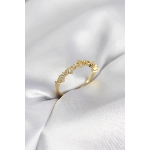 Mey İthalat® Zirkon Taşlı Pirinç Gold Renk Kadın Yüzük