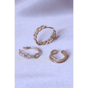 Mey İthalat® Zirkon Taşlı Zincir Model Küpe Seti