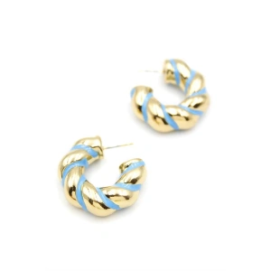 Mineli Halka Küpe - Mavi