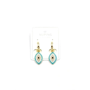 Mineli Nazar Küpe - 14K Altın