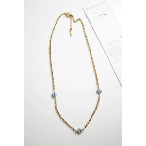 Nazar Boncuk Çelik Kolye - Altın