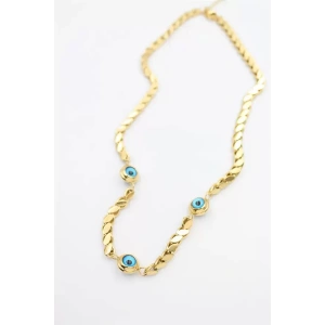 Nazarlı Arpa Zincir Kolye - 45 cm - Altın