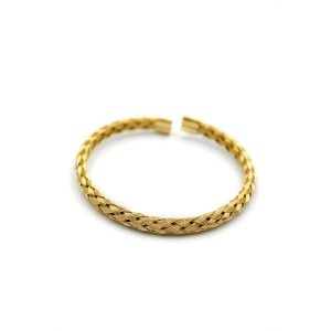 Örgü Çelik Bilezik - Altın