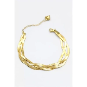 Örgü İtalyan Zincir Bileklik - Altın