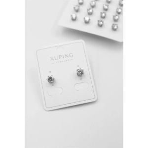 Orta Boy Zirkon Taşlı Tektaş  Küpe - Gümüş