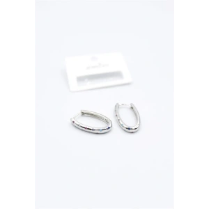 Oval Taşlı Küpe - Gümüş