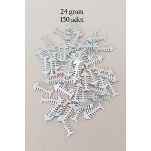 Oya Abiye Bileklik Kolye Pleksi Metalik Plastik Pul Gümüş Renk 24 gram 150 adet - BNC589